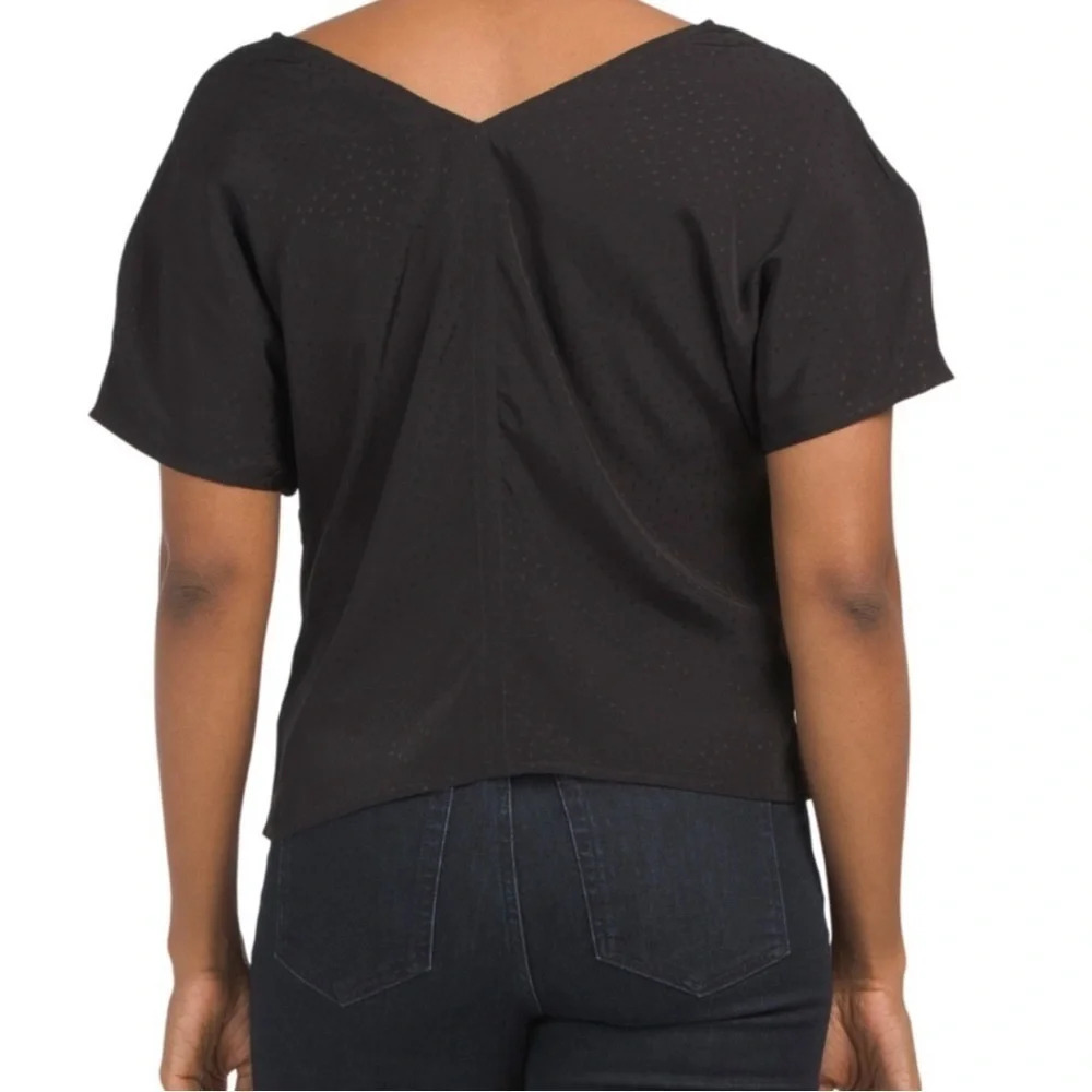 NWT MADEWELL Ruth Floral Jacquard Top Size 4 TRUE BLACK Side Zip Nice Sleeves